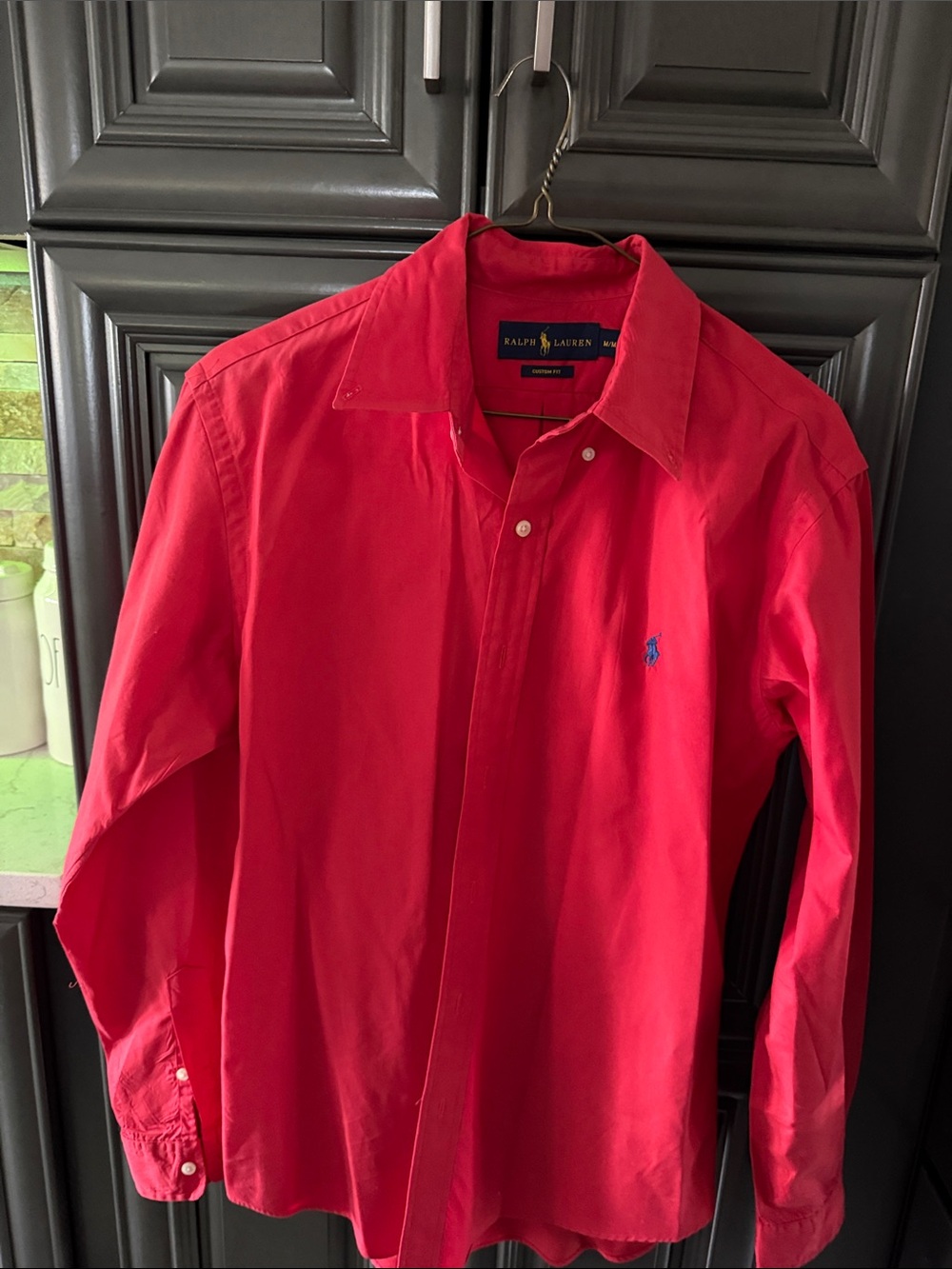 Ralph Lauren Bright Red Long-Sleeve Dress Shirt with Blue Pony